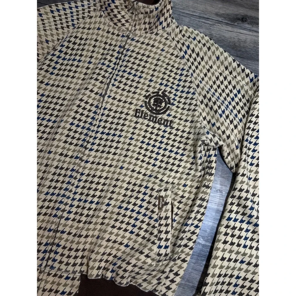 Element Skateboards Houndstooth Y2K Full Zip Sweatshirt Men's Medium Streetwear‎